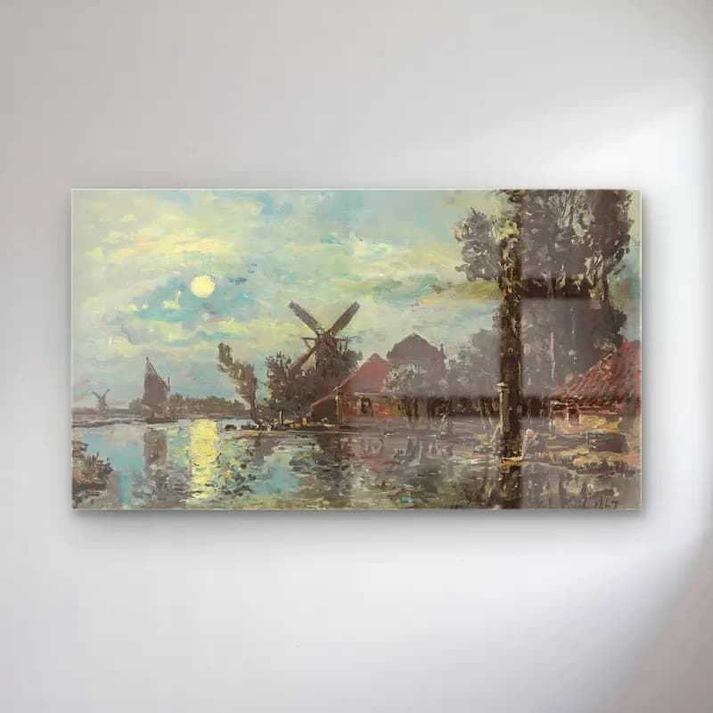 Johan Barthold Jongkind – Le Chateau De Virieu-Sur-Bourbre, Isere cam tablo — Johan Barthold Jongkind – Le Chateau De Virieu-Sur-Bourbre, Isere — empresyonist kır evi