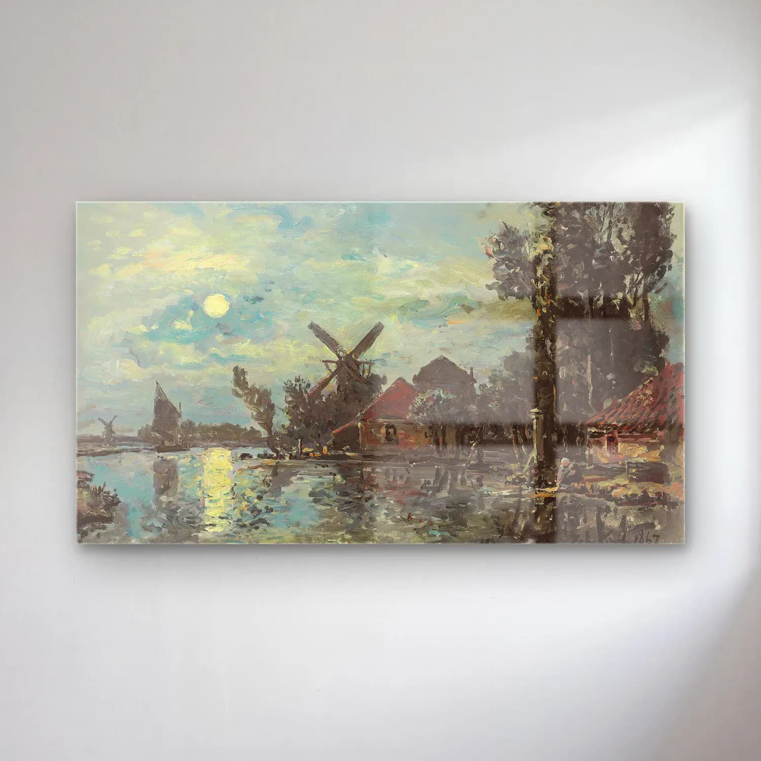 Johan Barthold Jongkind – Le Chateau De Virieu-Sur-Bourbre, Isere cam tablo — Johan Barthold Jongkind – Le Chateau De Virieu-Sur-Bourbre, Isere — empresyonist kır evi
