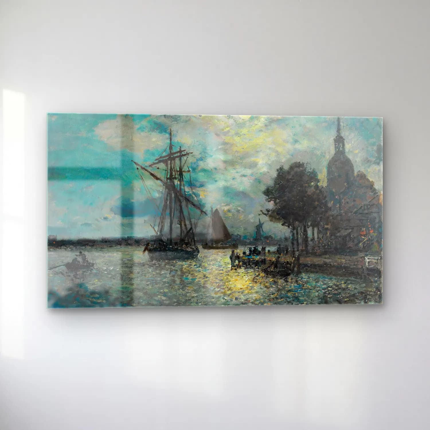 Johan Barthold Jongkind – Le Port De Dordrecht Au Clair De Lune cam tablo — sol açıdan görünüm
