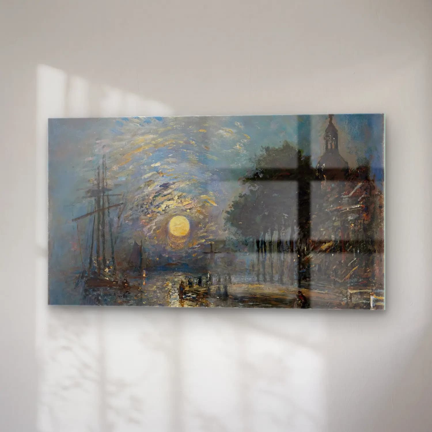 Johan Barthold Jongkind – Le Port De Dordrecht Au Crépuscule cam tablo — sağ açıdan görünüm