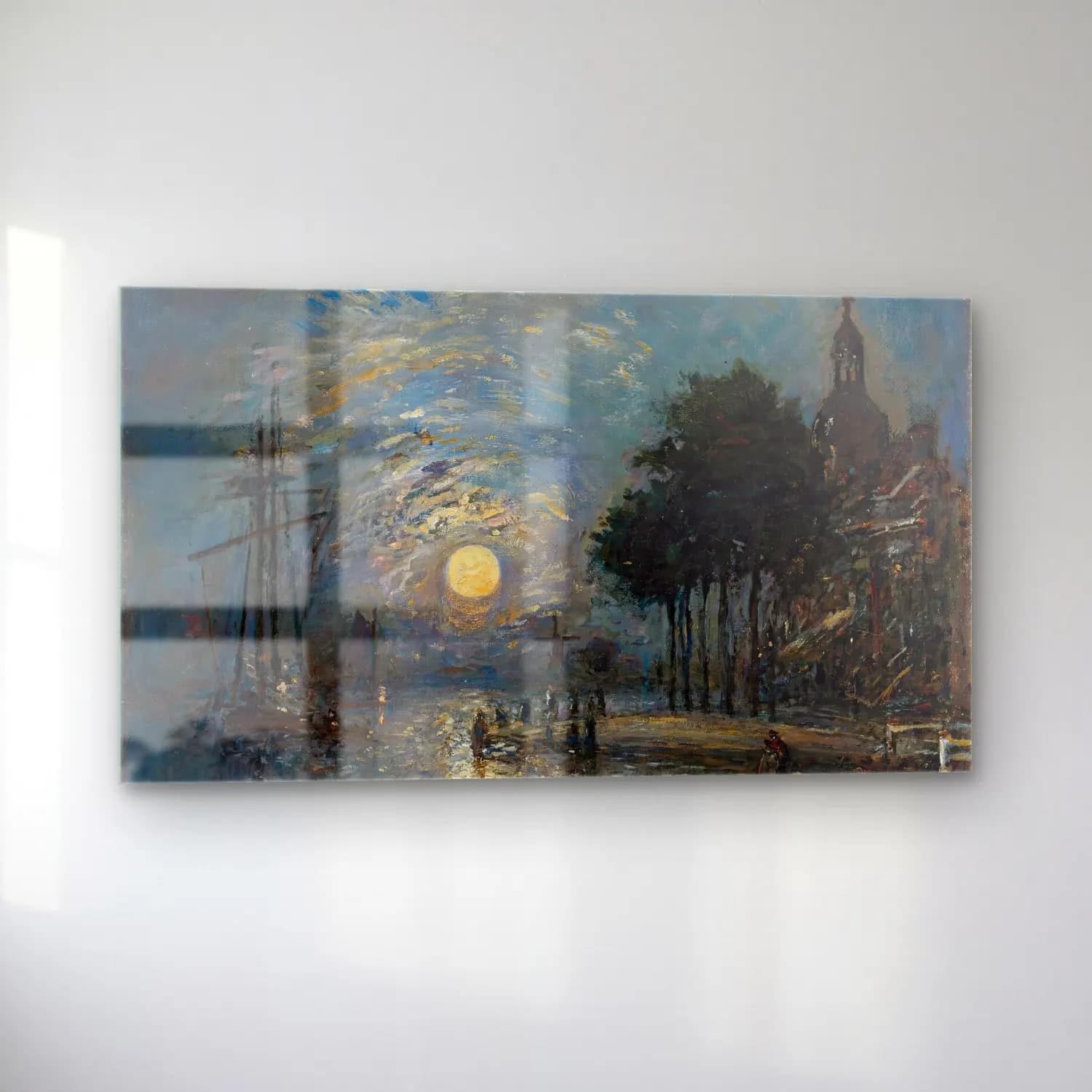 Johan Barthold Jongkind – Le Port De Dordrecht Au Crépuscule cam tablo — sol açıdan görünüm