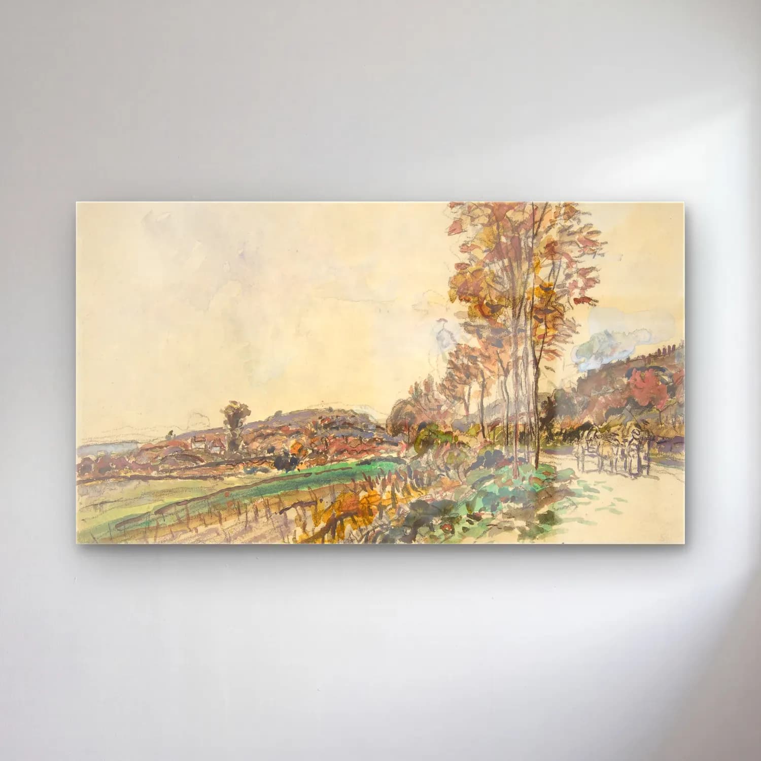 Johan Barthold Jongkind – Road near La Côte-Saint-André cam tablo — Johan Barthold Jongkind – Road near La Côte-Saint-André — suluboya kır evi