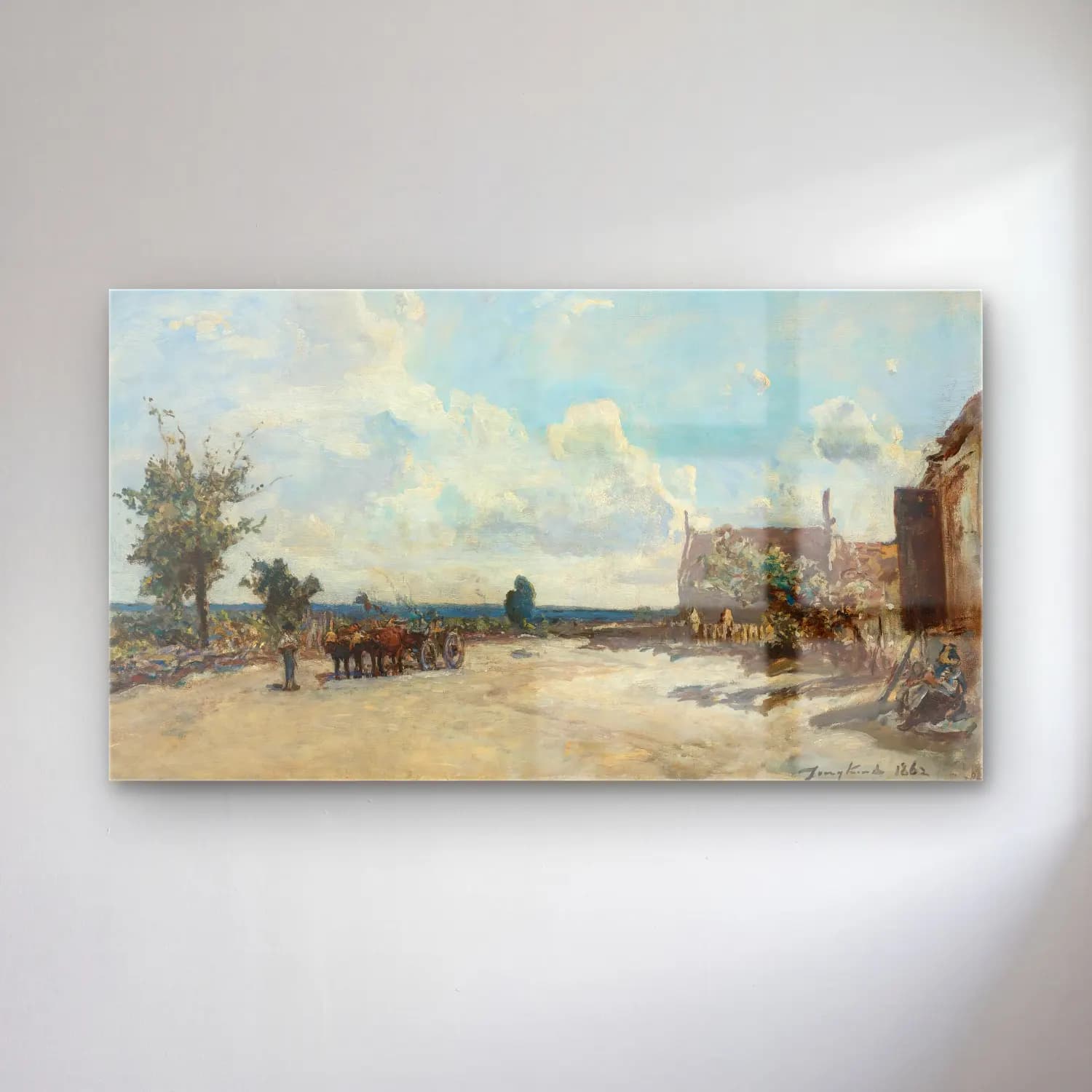 Johan Barthold Jongkind – Rue À Saint-Parize-Le-Châtel, Près De Nevers cam tablo — Johan Barthold Jongkind – Rue À Saint-Parize-Le-Châtel, Près De Nevers — empresyonist kır evi