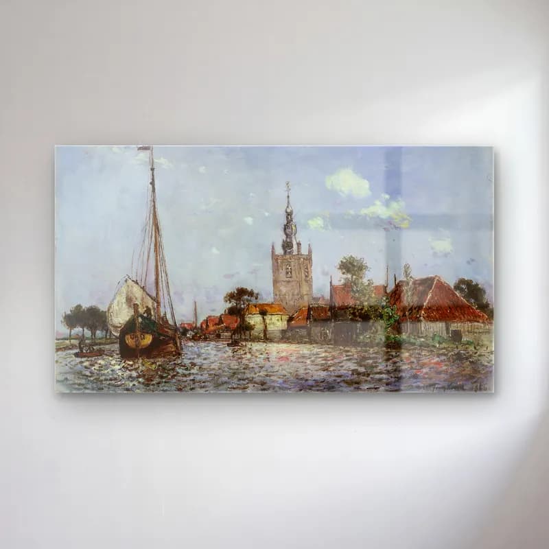 Johan Barthold Jongkind – The Church of Overschie cam tablo — Johan Barthold Jongkind – The Church of Overschie — empresyonist liman ve tekneler