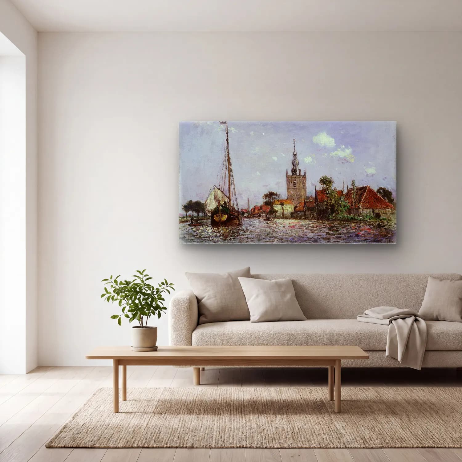 Johan Barthold Jongkind – The Church of Overschie cam tablo — açık renk salonda