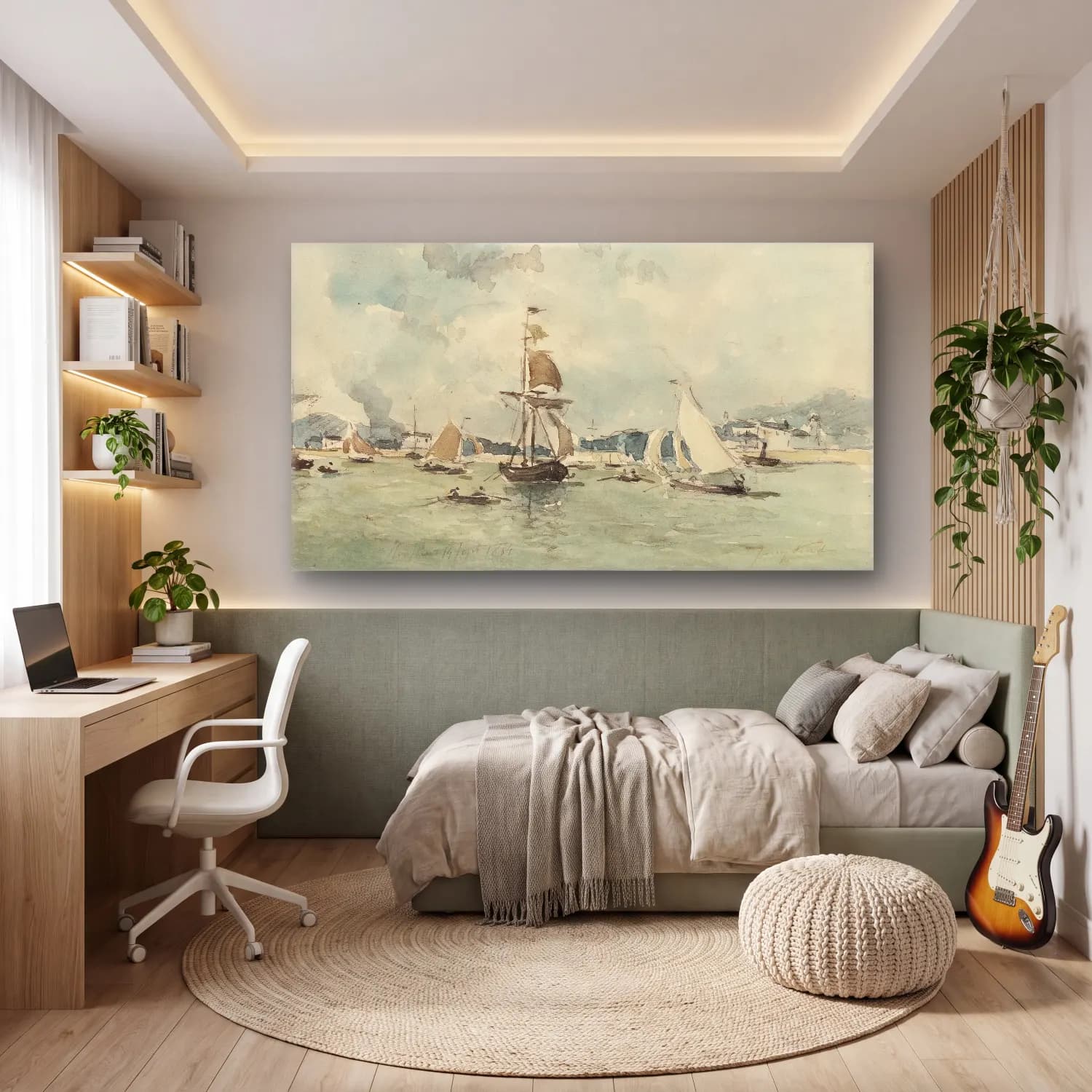 Johan Barthold Jongkind – The Port of Honfleur cam tablo — genç odasında