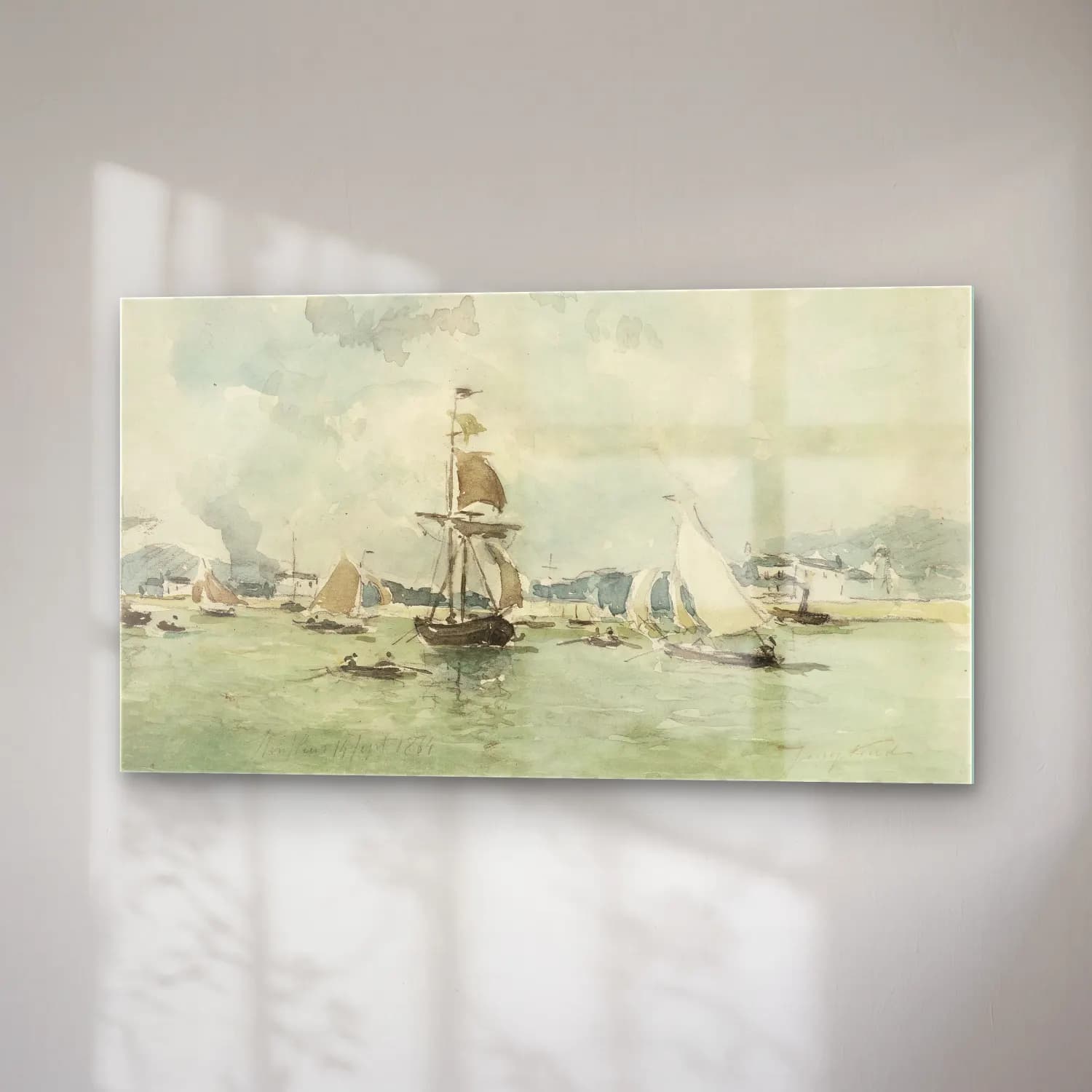 Johan Barthold Jongkind – The Port of Honfleur cam tablo — sağ açıdan görünüm