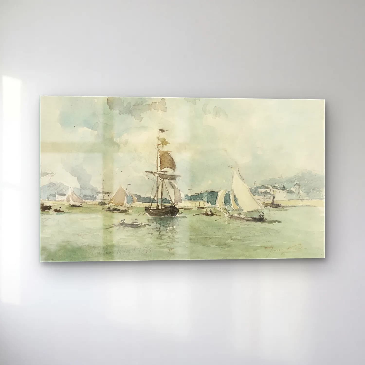 Johan Barthold Jongkind – The Port of Honfleur cam tablo — sol açıdan görünüm