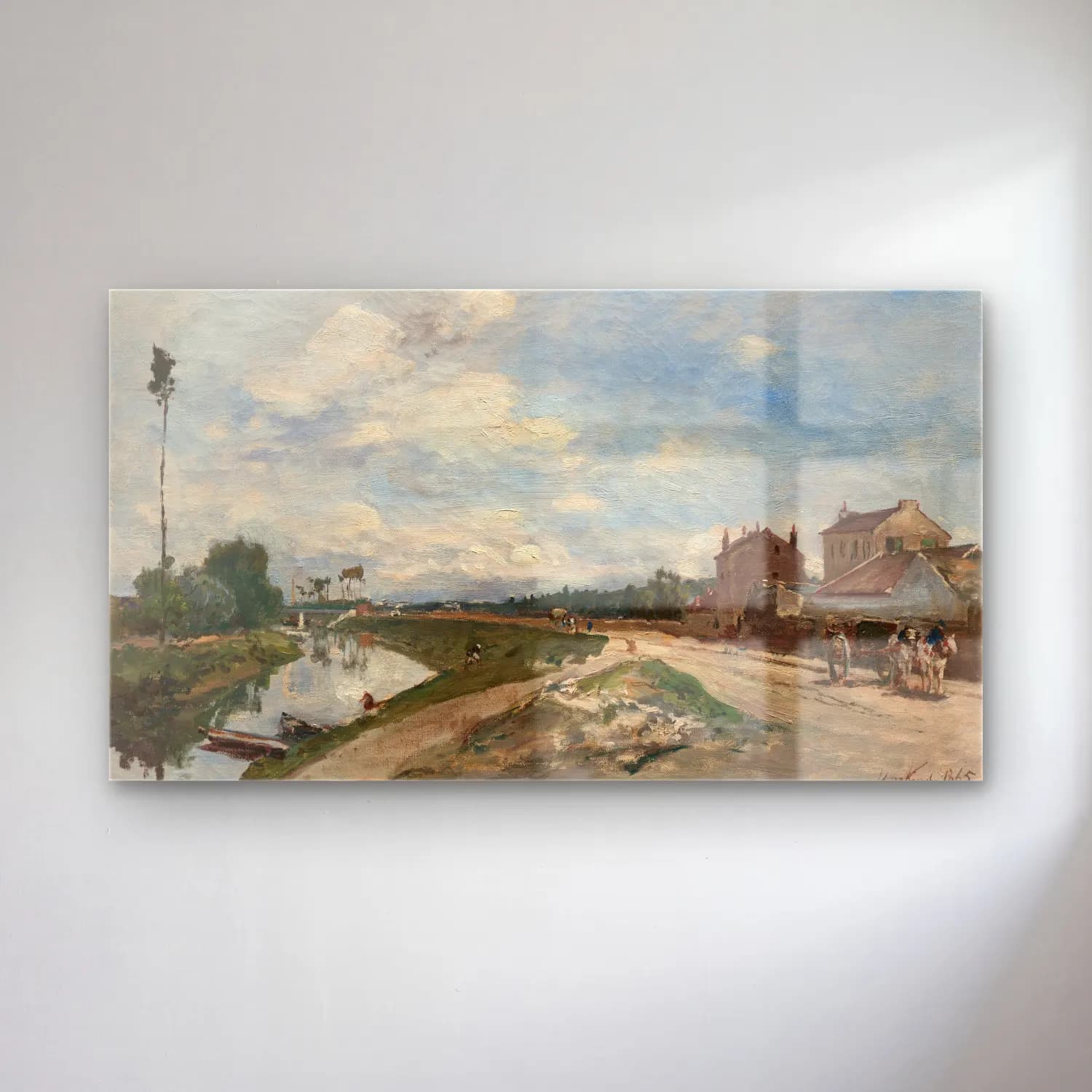 Johan Barthold Jongkind – The Seine at Bas-Meudon cam tablo — Johan Barthold Jongkind – The Seine at Bas-Meudon — empresyonist kırda nehir