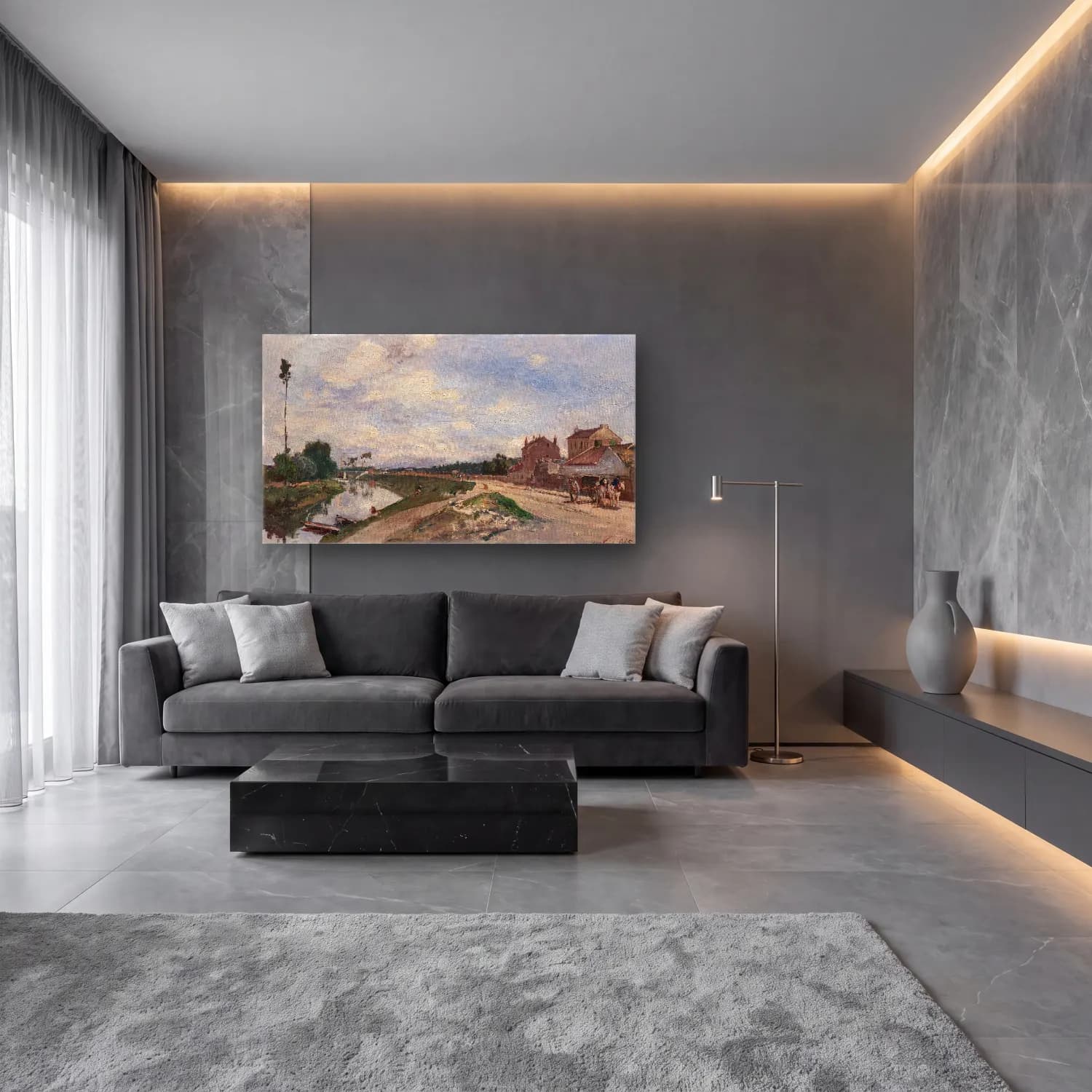 Johan Barthold Jongkind – The Seine at Bas-Meudon cam tablo — lüks salon duvarında