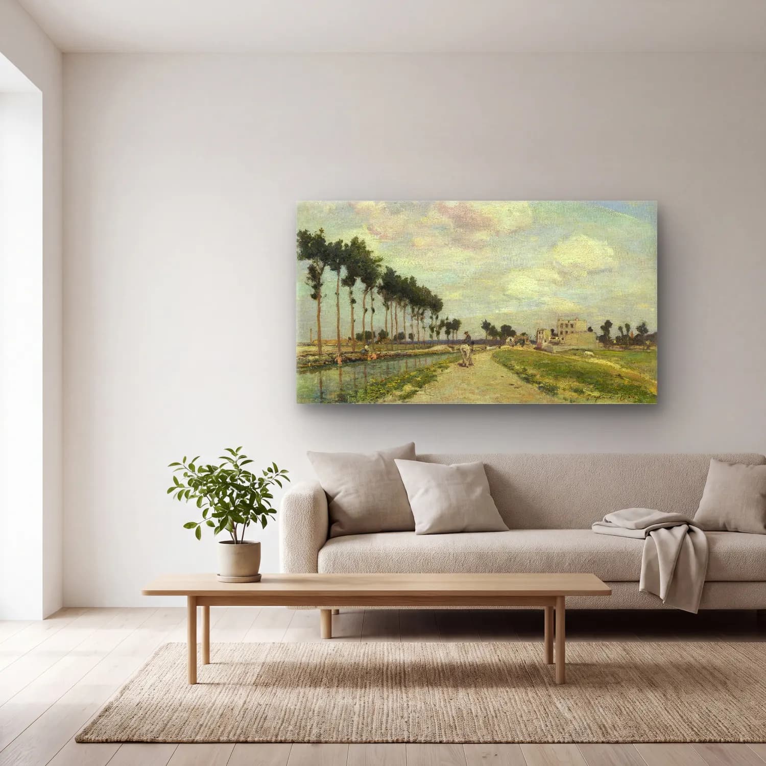 Johan Barthold Jongkind – The Towpath cam tablo — açık renk salonda