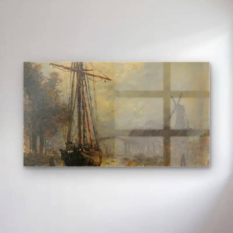 Johan Barthold Jongkind – Vue Du Port D’overschie cam tablo — Johan Barthold Jongkind – Vue Du Port D’overschie — empresyonist liman ve tekneler