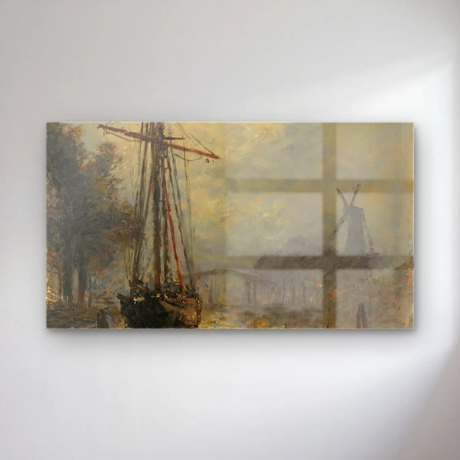 Johan Barthold Jongkind – Vue Du Port D’overschie cam tablo — Johan Barthold Jongkind – Vue Du Port D’overschie — empresyonist liman ve tekneler