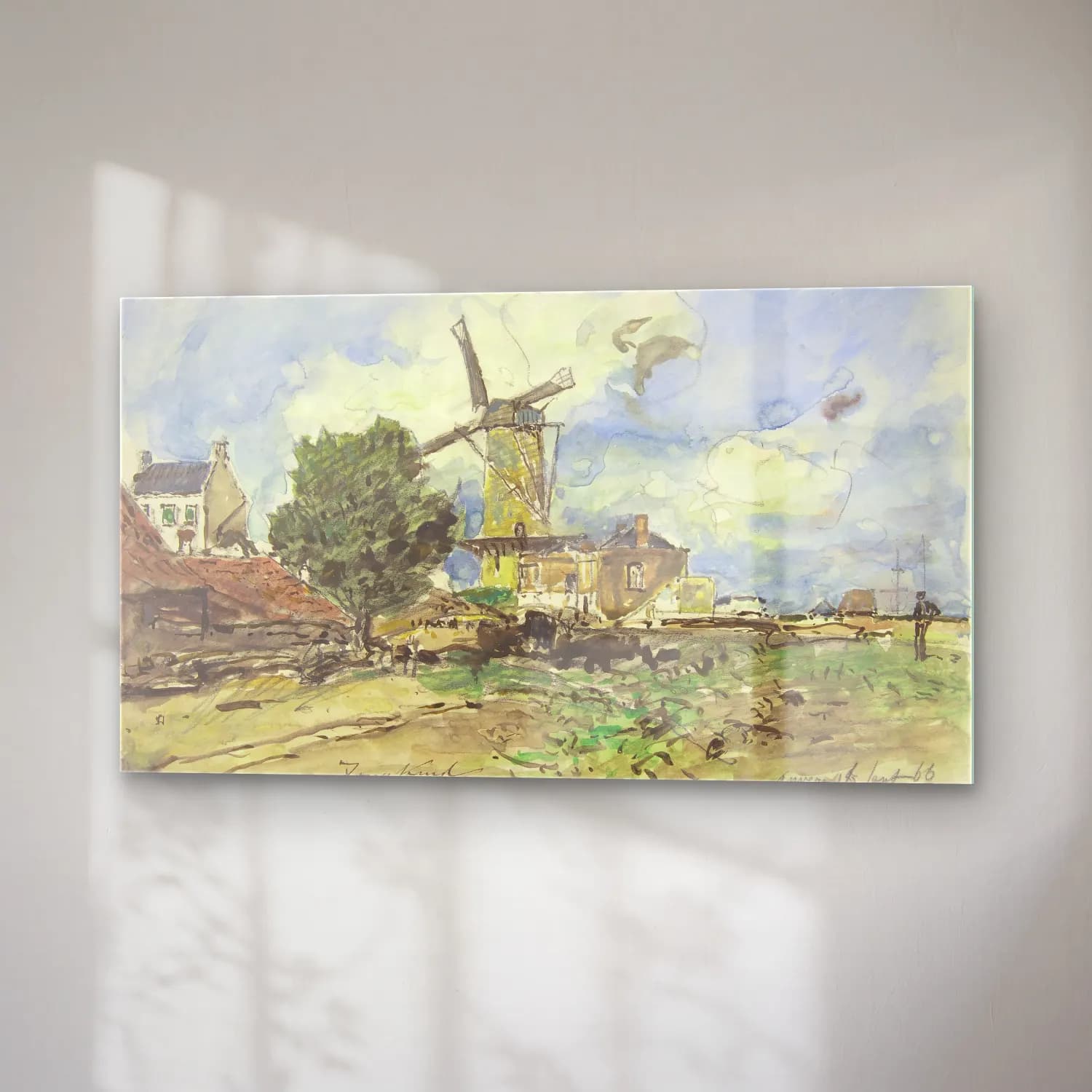 Johan Barthold Jongkind – Wind Mill at Antwerp cam tablo — sağ açıdan görünüm