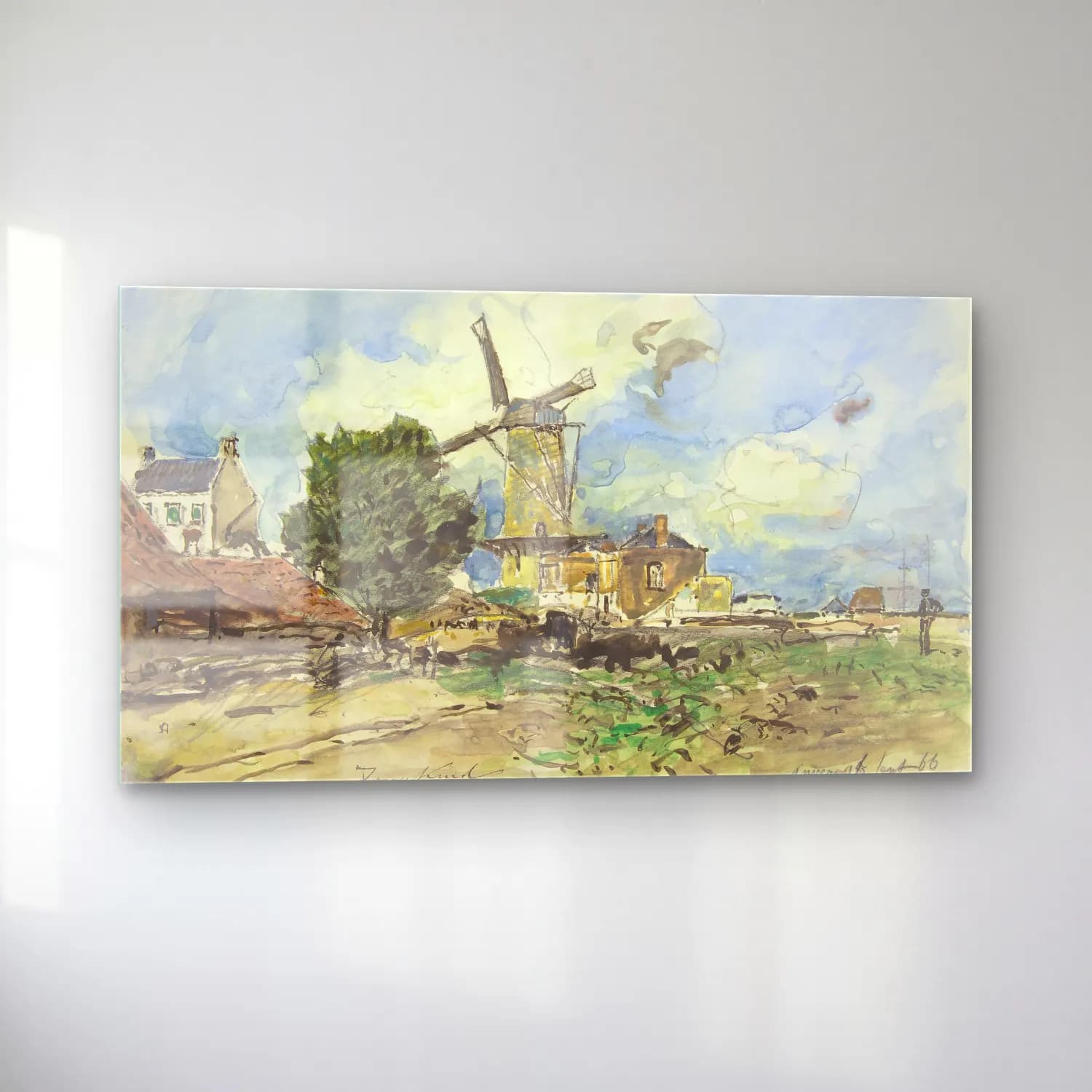 Johan Barthold Jongkind – Wind Mill at Antwerp cam tablo — sol açıdan görünüm