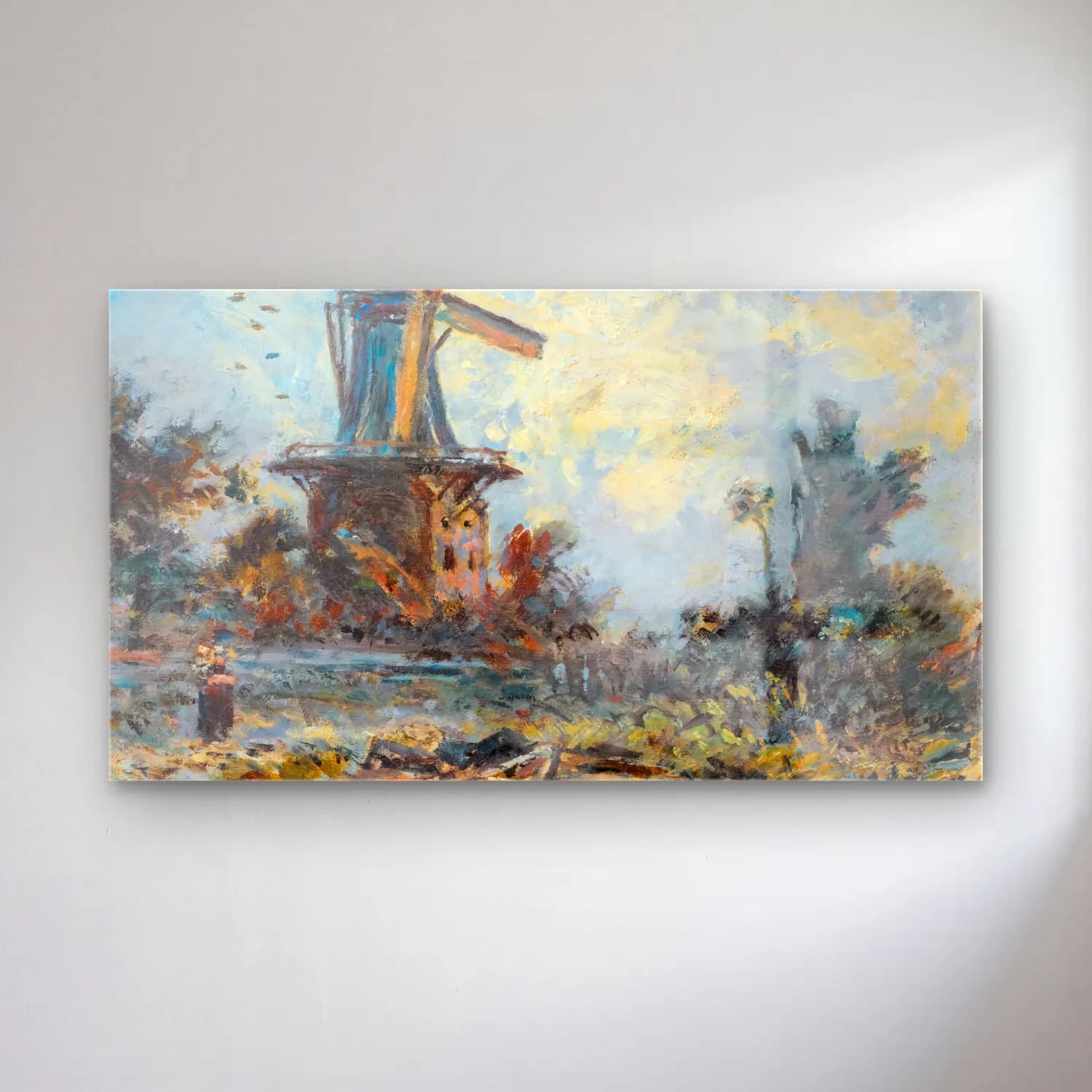 Johan Barthold Jongkind – Windmill In Dordrecht cam tablo — Johan Barthold Jongkind – Windmill In Dordrecht — yağlı boya kır evi