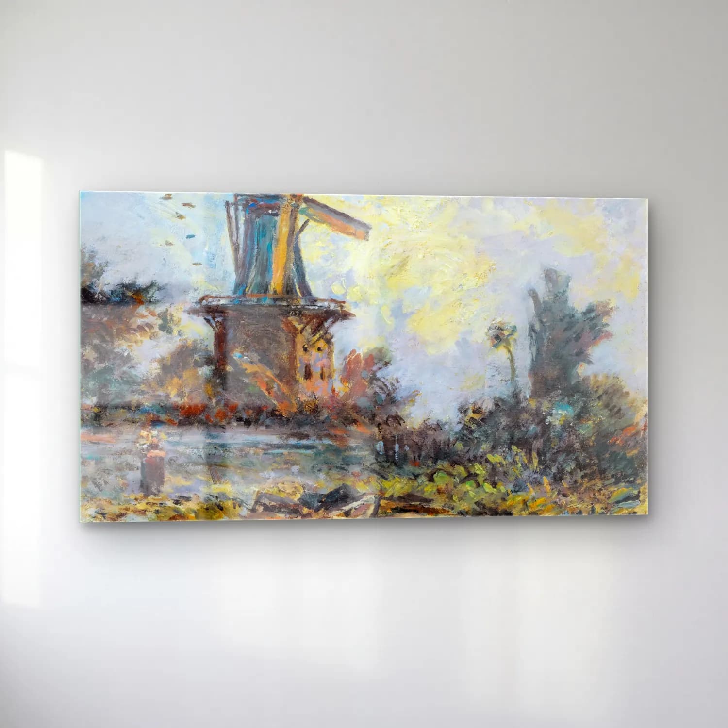 Johan Barthold Jongkind – Windmill In Dordrecht cam tablo — sol açıdan görünüm