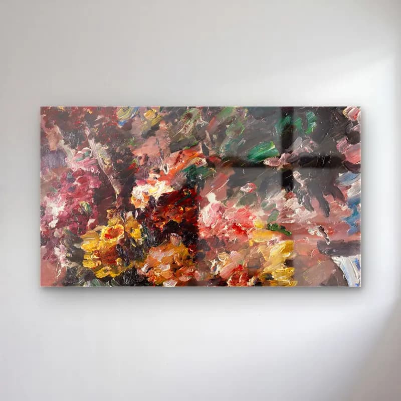 Lovis Corinth – Blumen im Bronzekübel cam tablo — Lovis Corinth – Blumen im Bronzekübel — empresyonist çiçek bahçesi