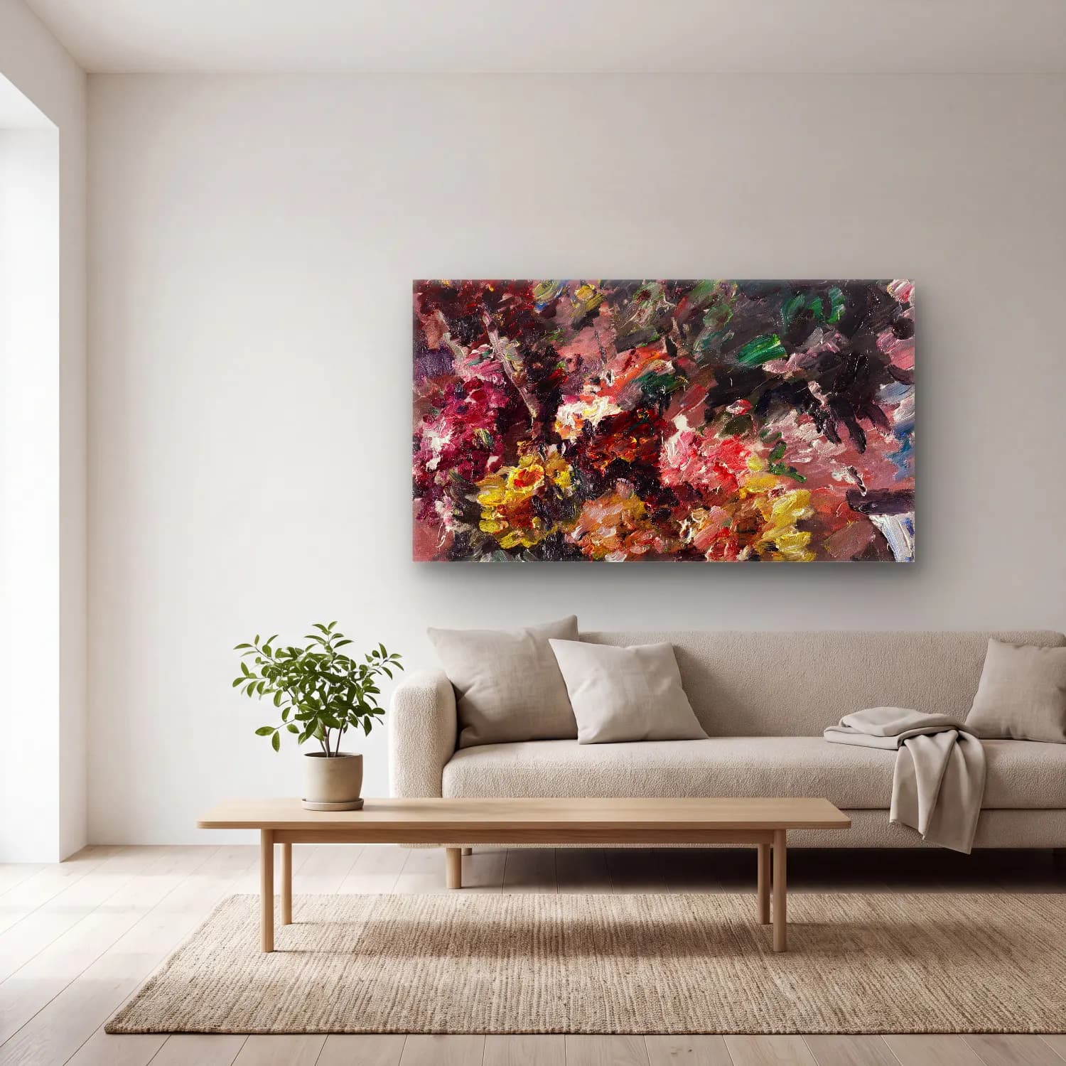 Lovis Corinth – Blumen im Bronzekübel cam tablo — açık renk salonda