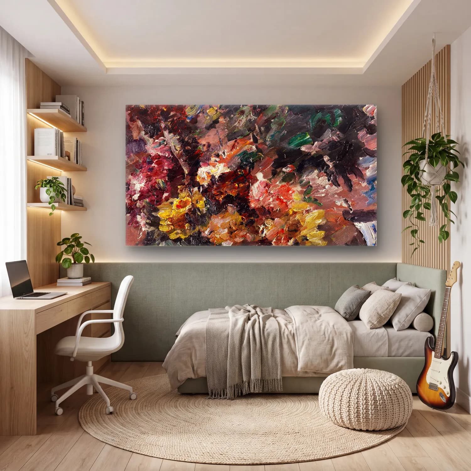 Lovis Corinth – Blumen im Bronzekübel cam tablo — genç odasında