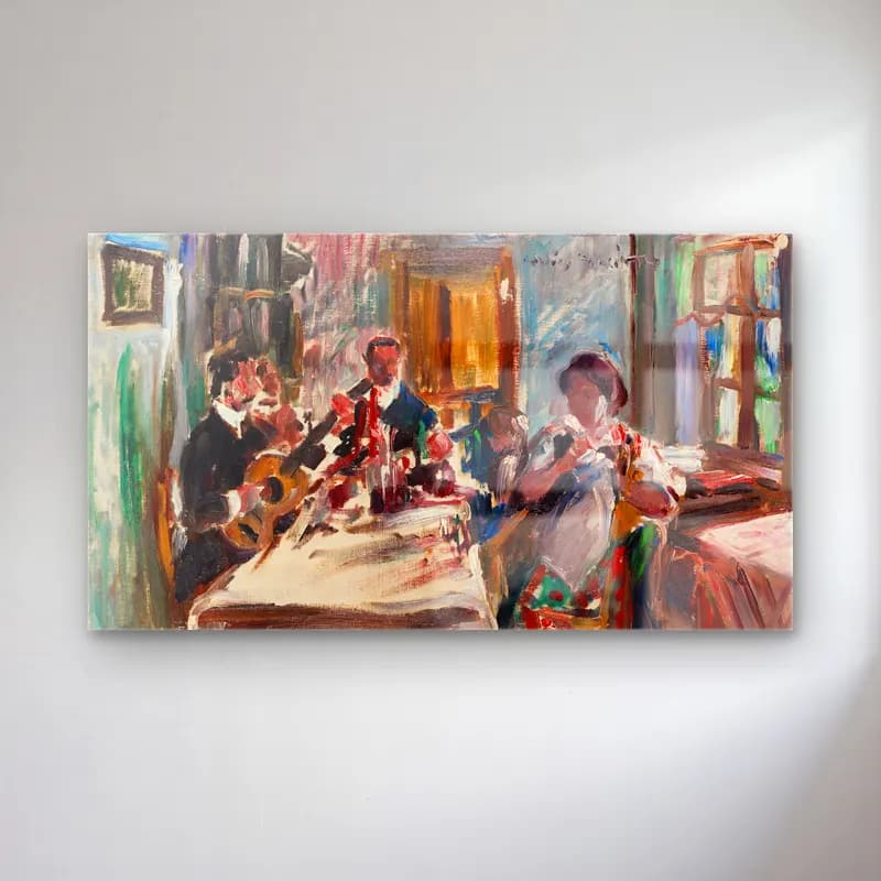 Lovis Corinth – Tiroler Bauernstube cam tablo — Lovis Corinth – Tiroler Bauernstube — empresyonist vintage i̇ç mekân