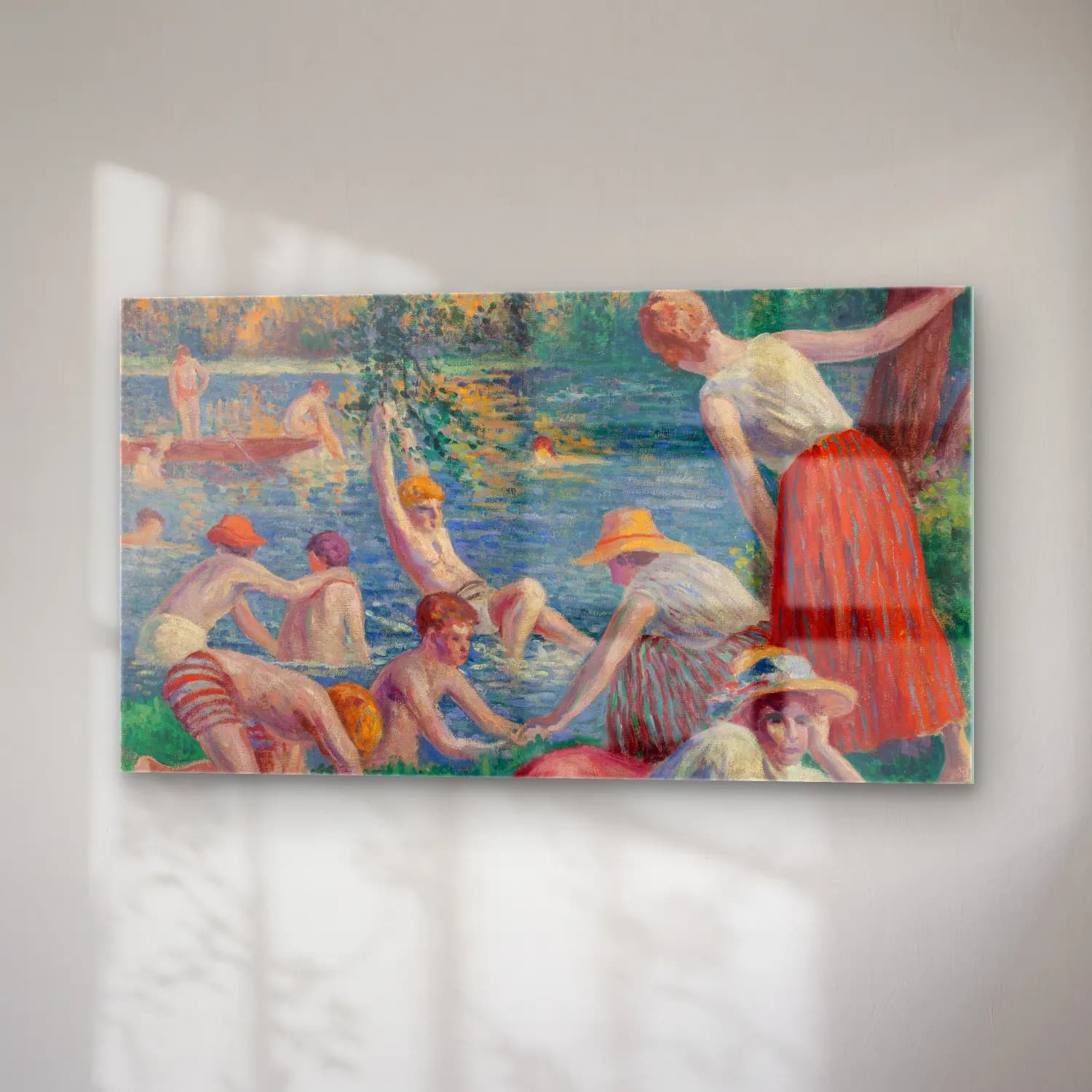 Maximilien Luce – Baignade dans la Cure cam tablo — sağ açıdan görünüm