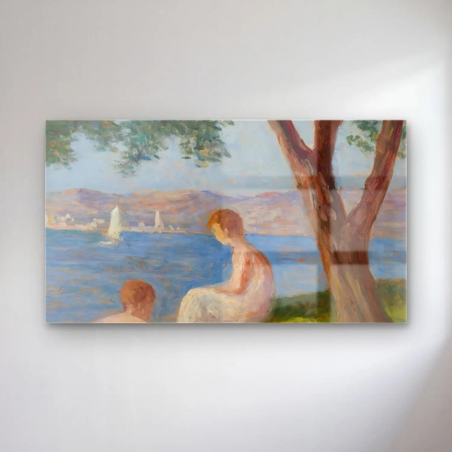 Maximilien Luce – Baigneurs À St. Tropez cam tablo — Maximilien Luce – Baigneurs À St. Tropez — empresyonist anne ve çocuk