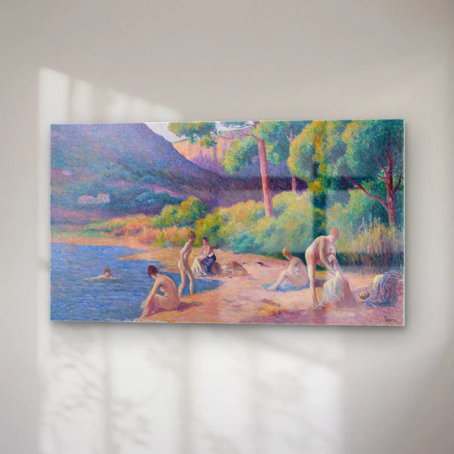 Maximilien Luce – Baigneurs à Saint-Tropez cam tablo — sağ açıdan görünüm