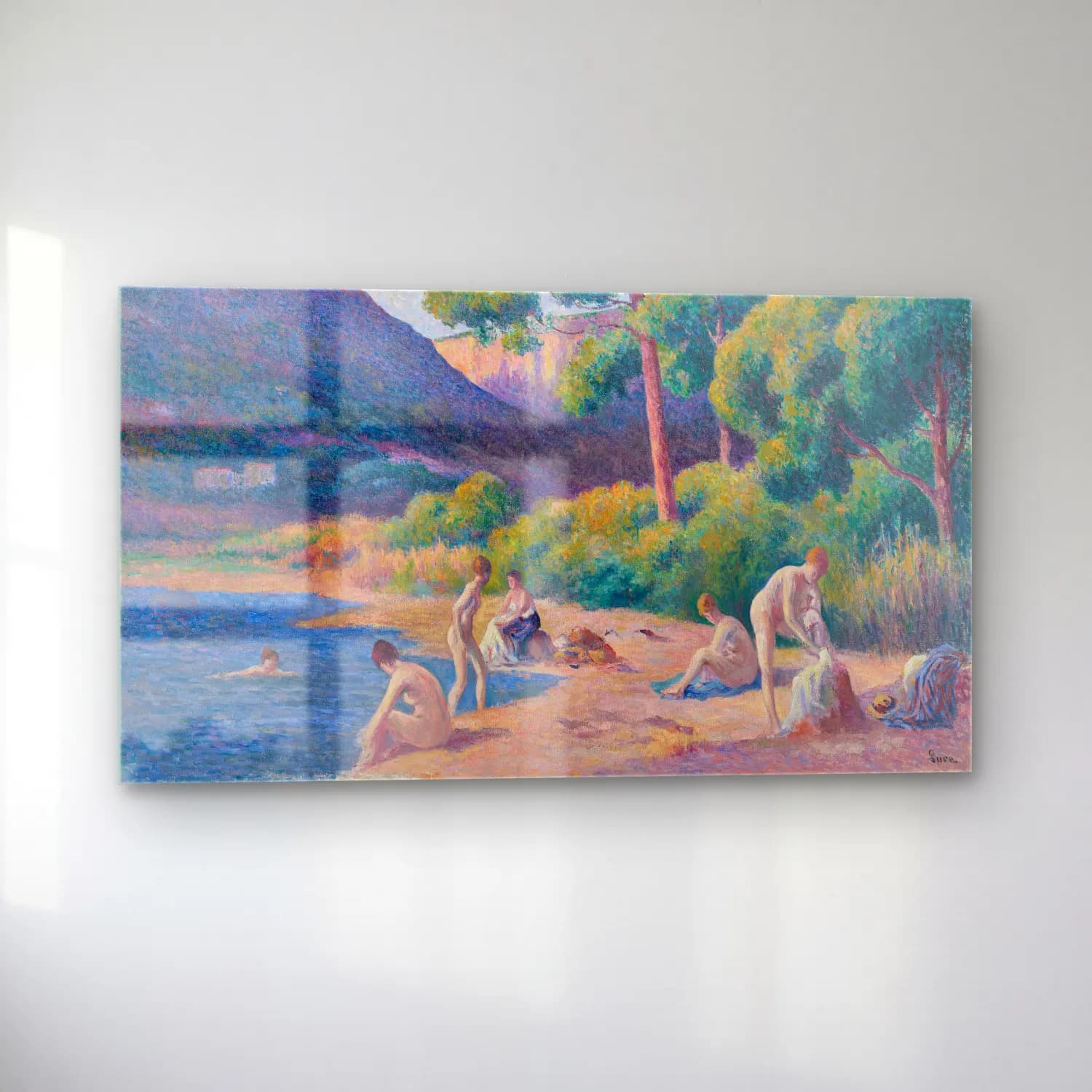 Maximilien Luce – Baigneurs à Saint-Tropez cam tablo — sol açıdan görünüm