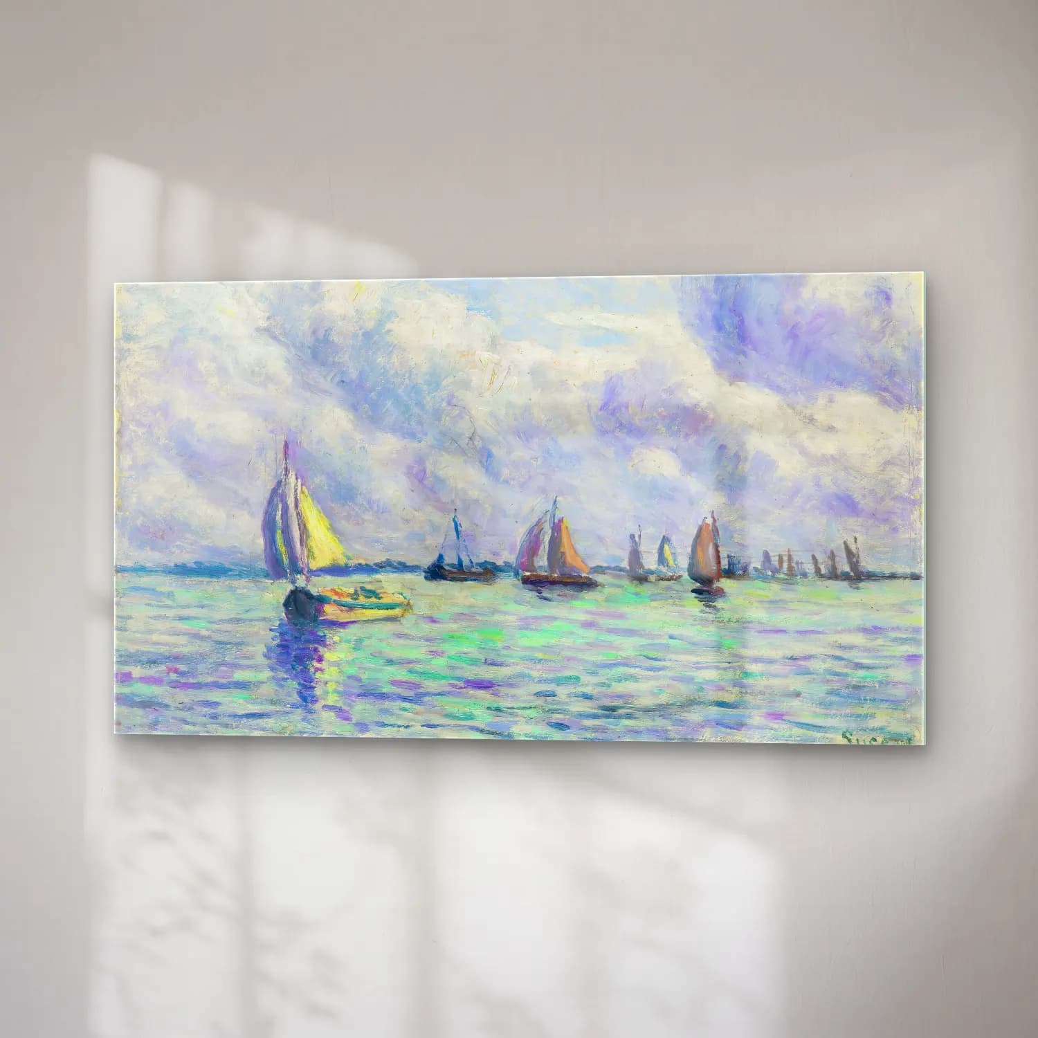 Maximilien Luce – Bateaux Sur La Meuse À Rotterdam cam tablo — sağ açıdan görünüm