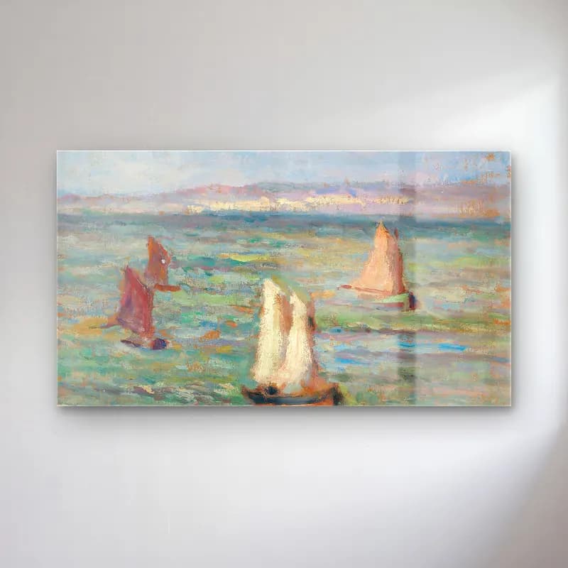 Maximilien Luce – Bateaux aux environs d’Honfleur cam tablo — Maximilien Luce – Bateaux aux environs d’Honfleur — empresyonist yelkenliler