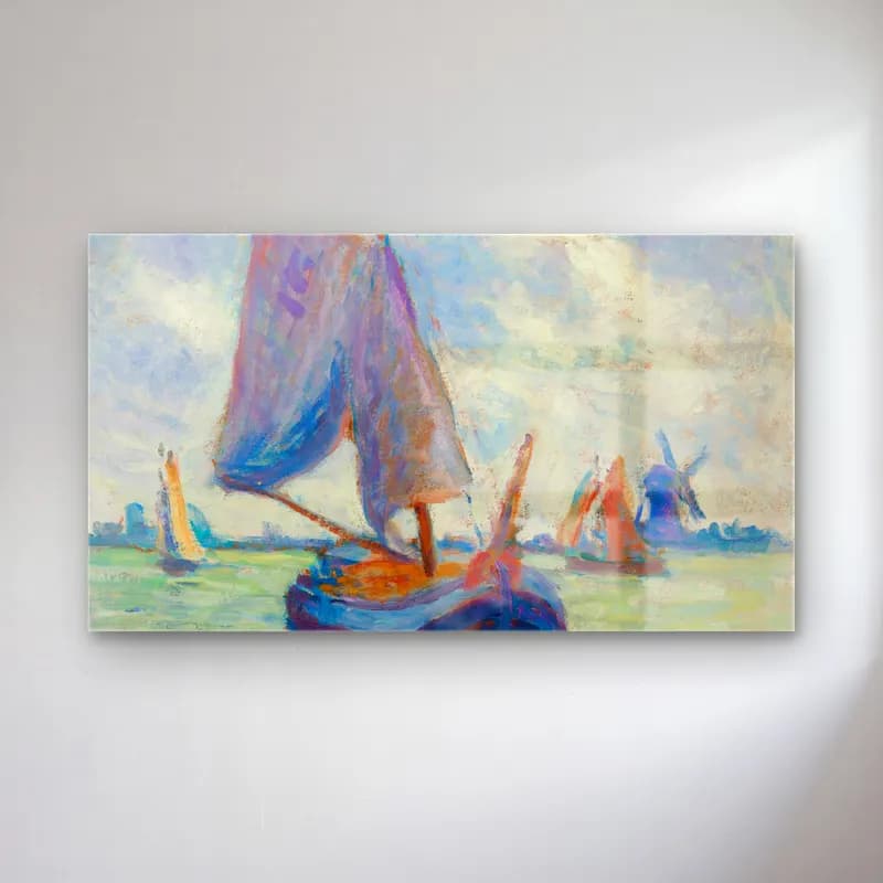Maximilien Luce – Bateaux hollandais cam tablo — Maximilien Luce – Bateaux hollandais — empresyonist yelkenliler