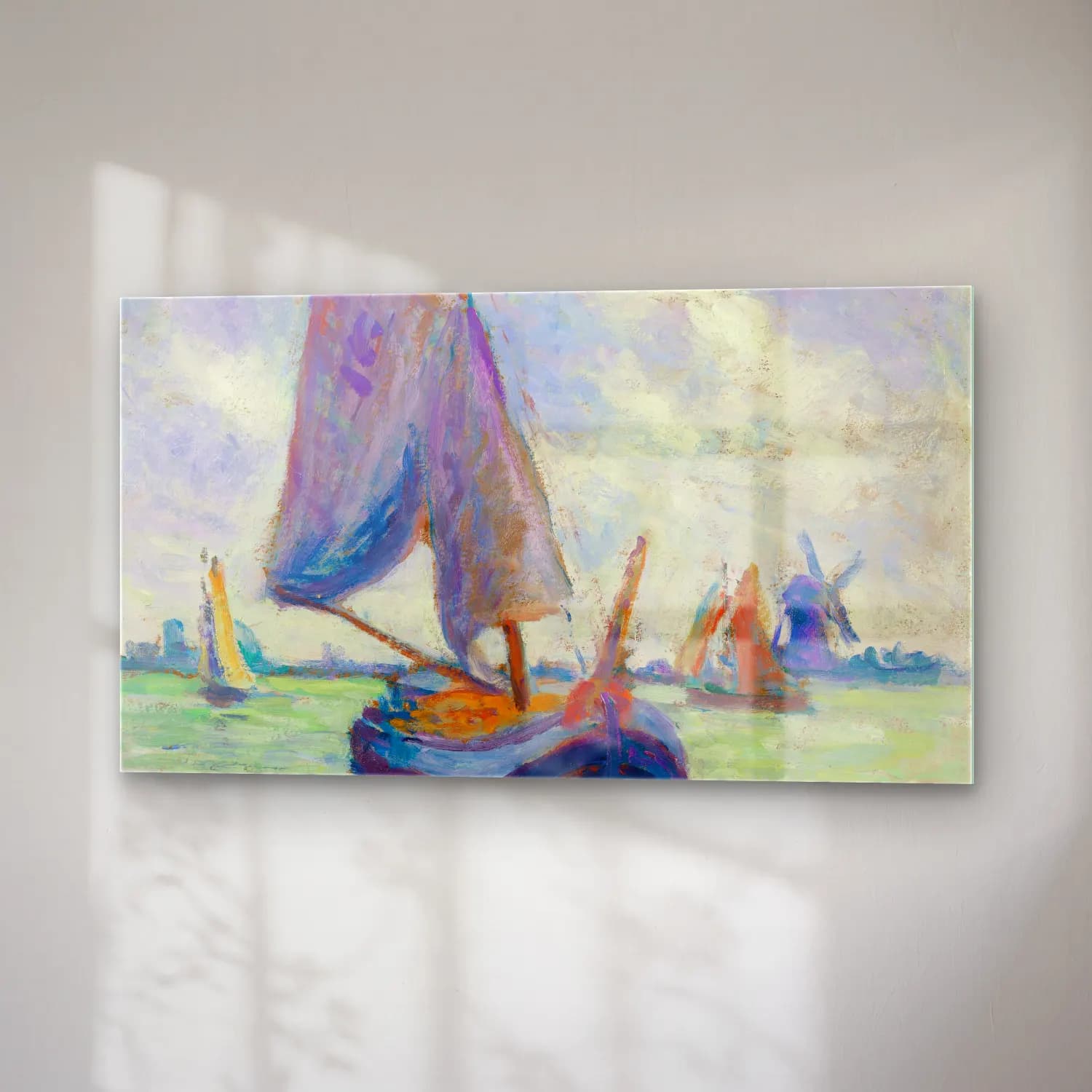 Maximilien Luce – Bateaux hollandais cam tablo — sağ açıdan görünüm