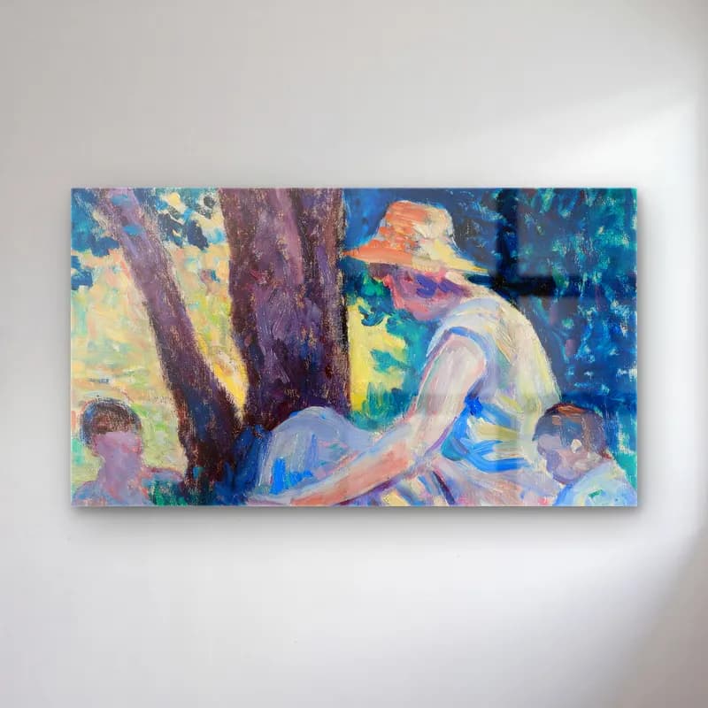 Maximilien Luce – Bessy, un après-midi à la campagne cam tablo — Maximilien Luce – Bessy, un après-midi à la campagne — empresyonist kitap okuyan kadın