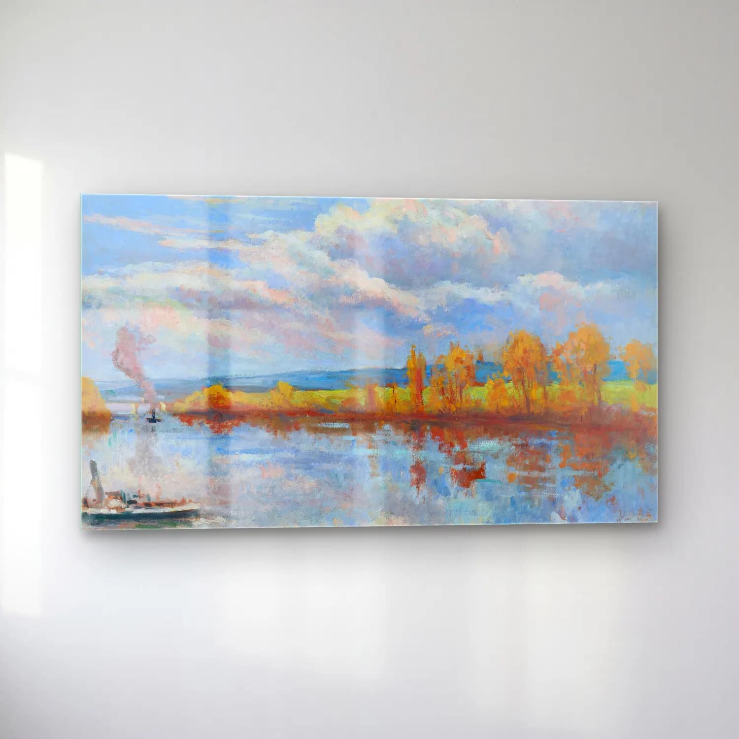 Maximilien Luce – Bords de Seine à Guernes cam tablo — sol açıdan görünüm