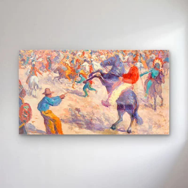 Maximilien Luce – Buffalo Bill, le lasso cam tablo — Maximilien Luce – Buffalo Bill, le lasso — empresyonist savaş sahnesi