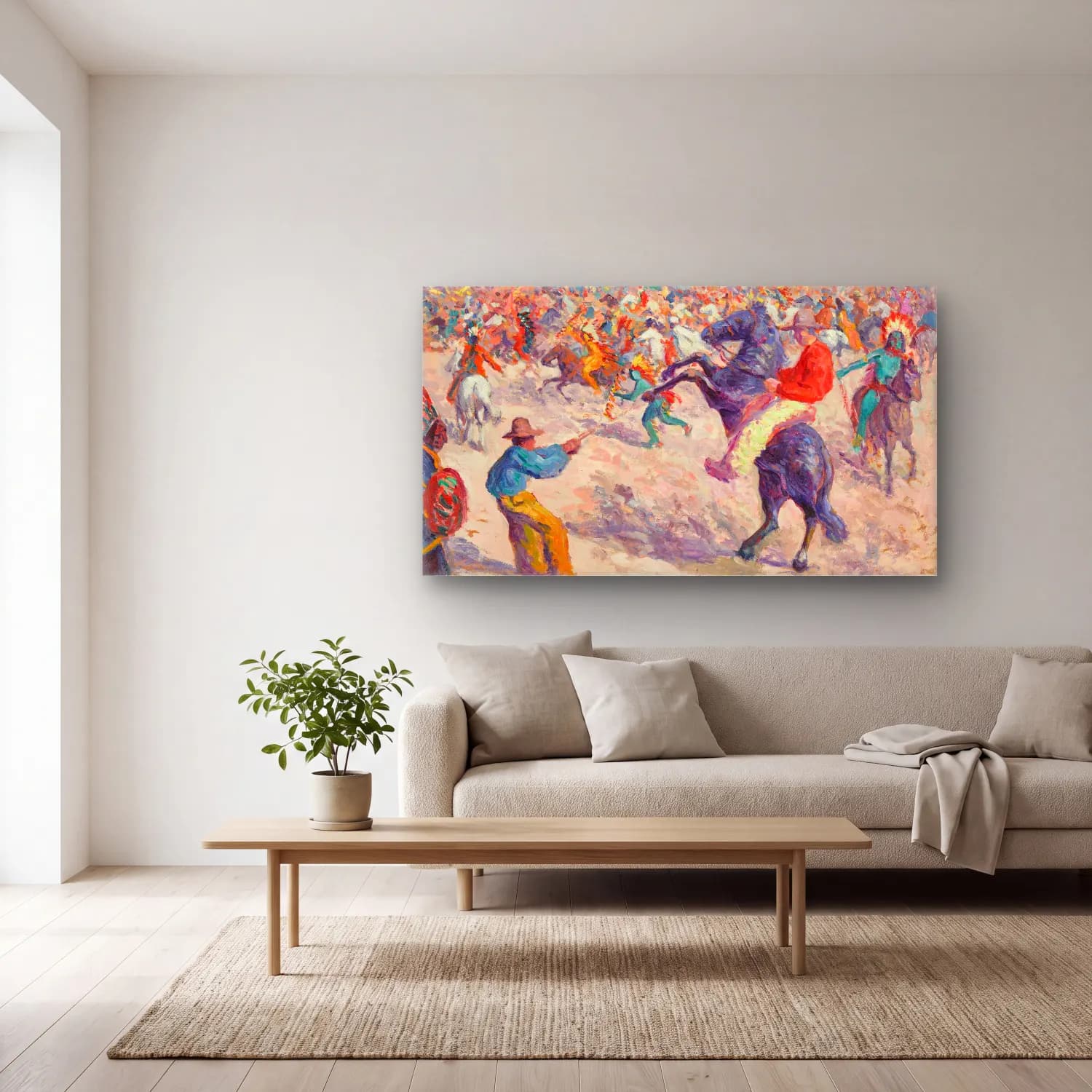 Maximilien Luce – Buffalo Bill, le lasso cam tablo — açık renk salonda