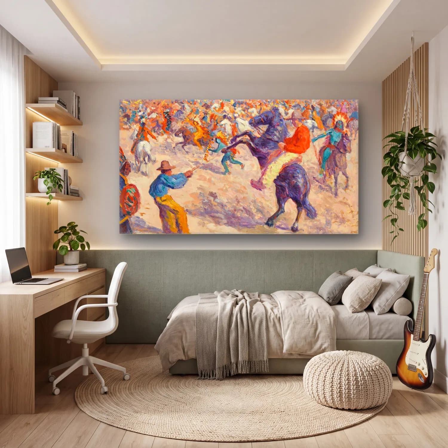 Maximilien Luce – Buffalo Bill, le lasso cam tablo — genç odasında