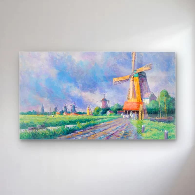 Maximilien Luce – Environs De Rotterdam cam tablo — Maximilien Luce – Environs De Rotterdam — empresyonist renk alanları