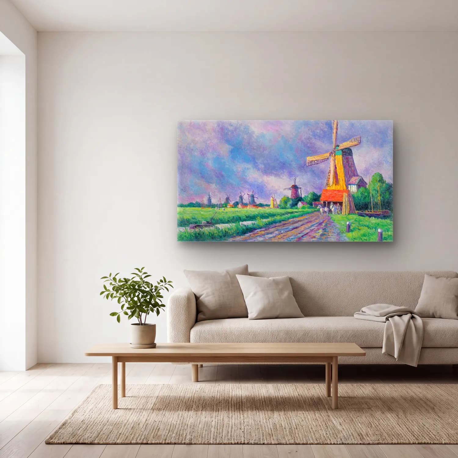 Maximilien Luce – Environs De Rotterdam cam tablo — açık renk salonda