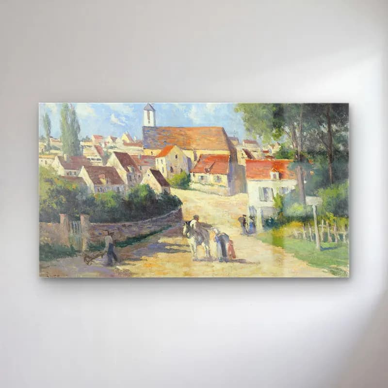 Maximilien Luce – Guernes, La Rue De Village cam tablo — Maximilien Luce – Guernes, La Rue De Village — empresyonist köy sokağı
