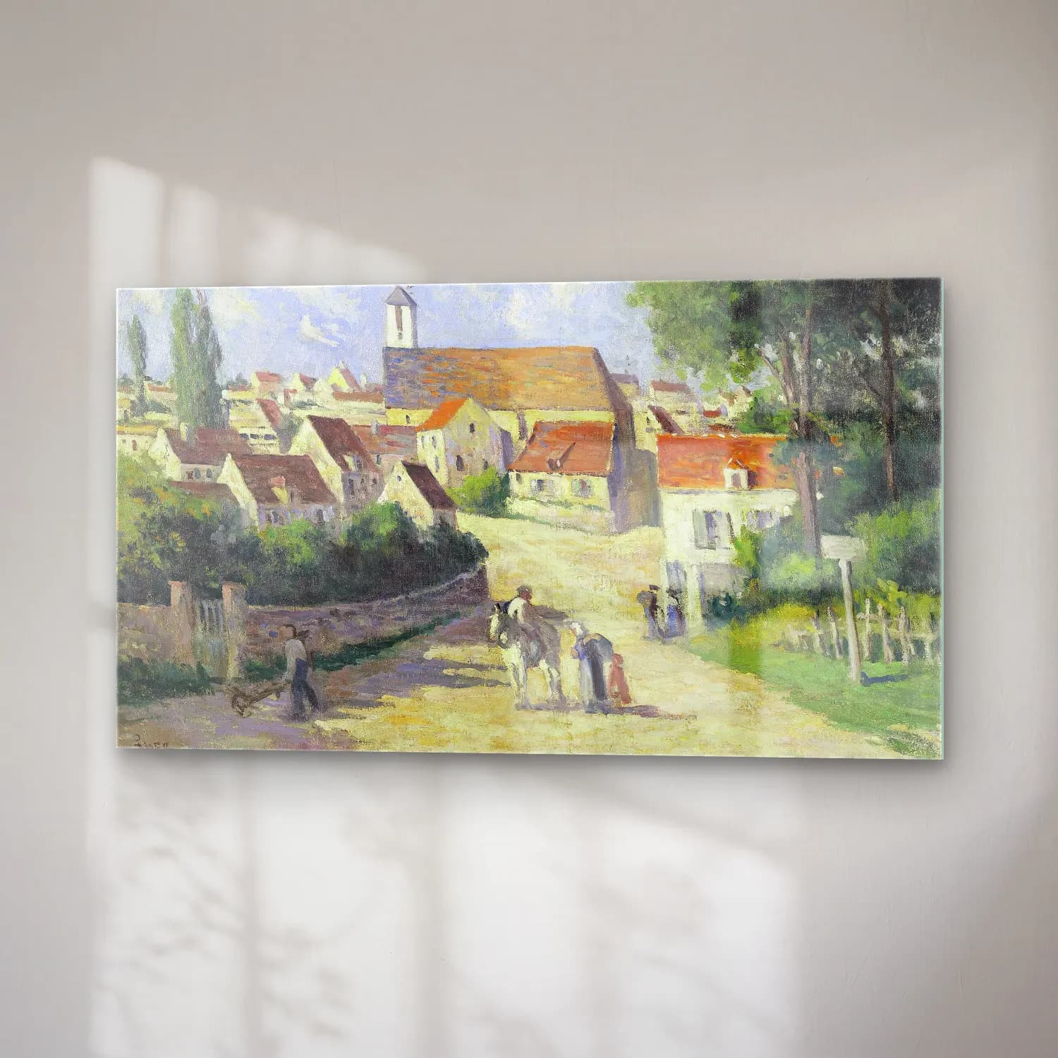 Maximilien Luce – Guernes, La Rue De Village cam tablo — sağ açıdan görünüm