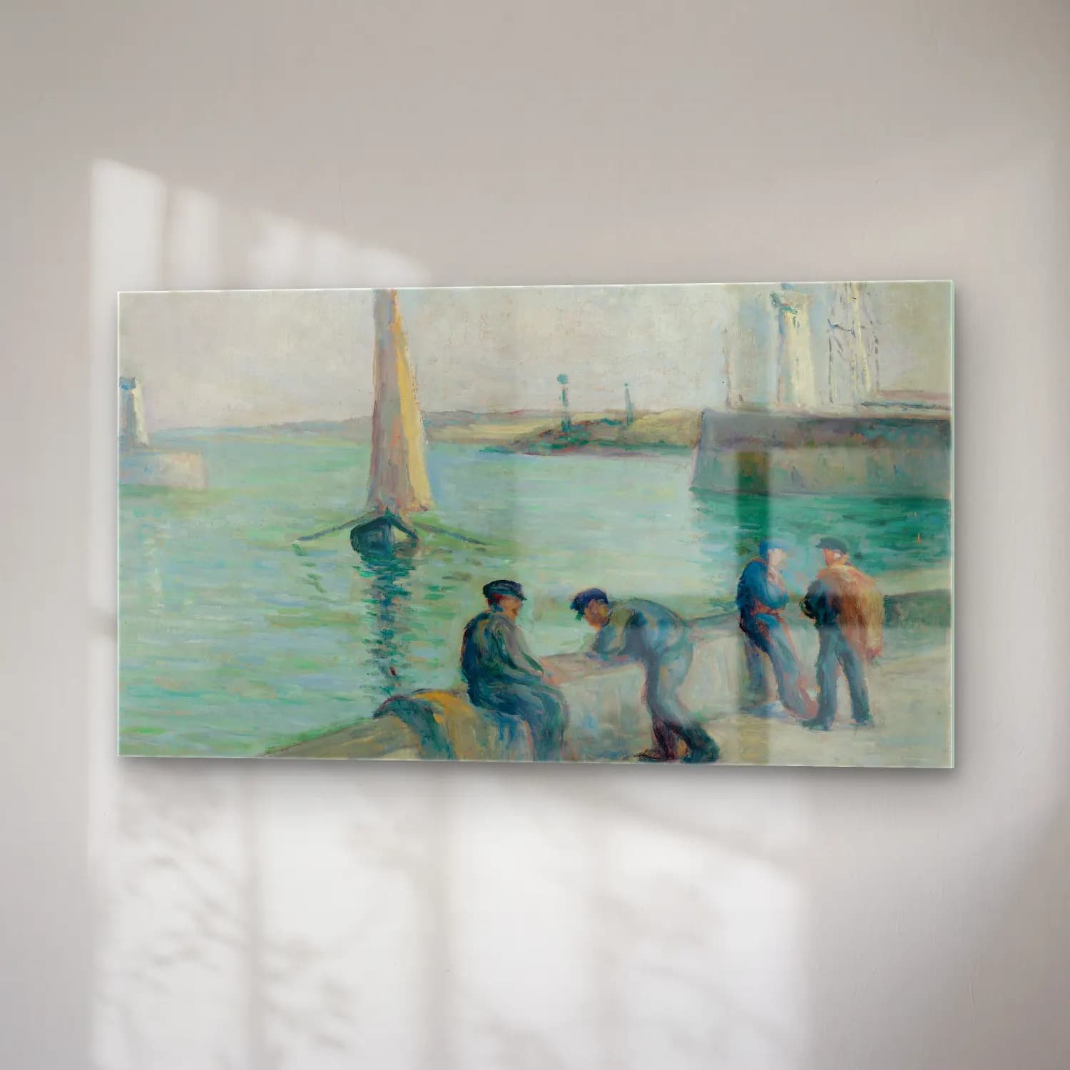 Maximilien Luce – Honfleur, Pêcheurs sur le Port cam tablo — sağ açıdan görünüm