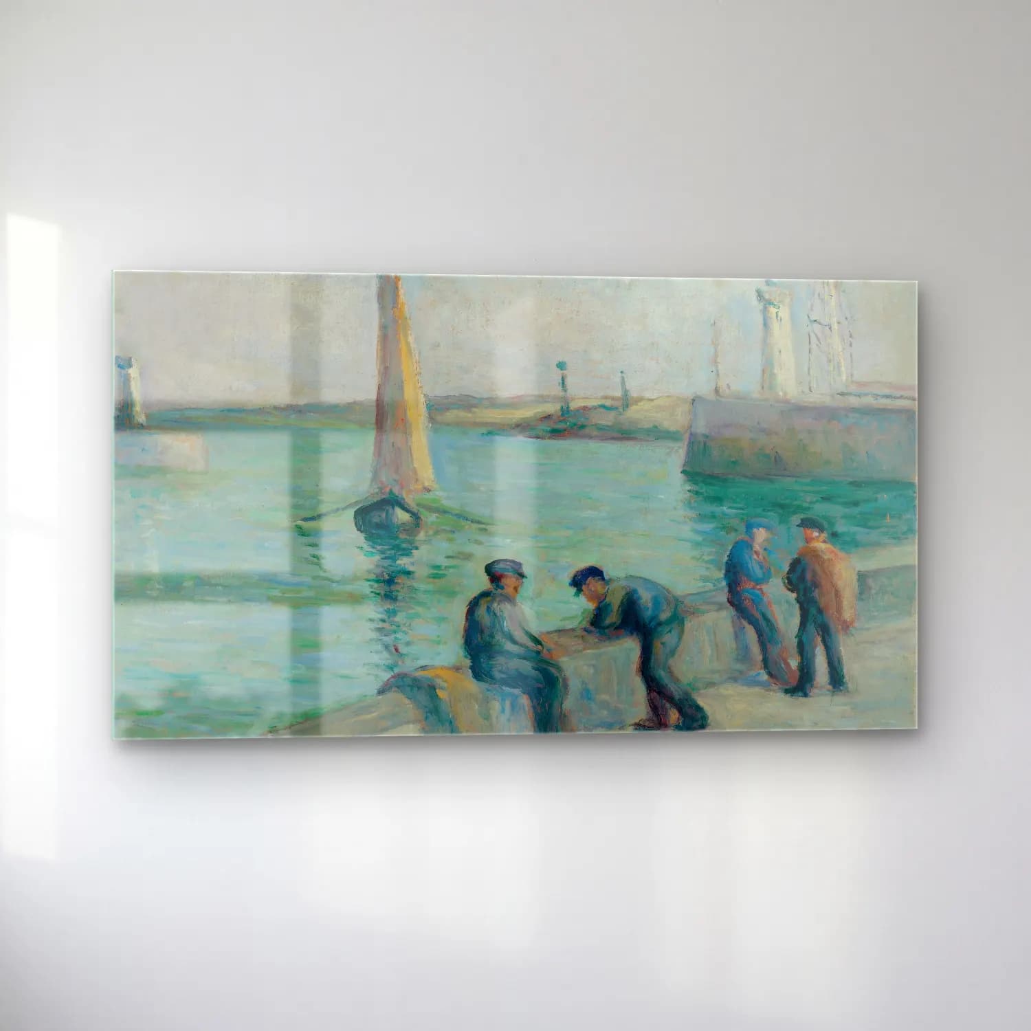 Maximilien Luce – Honfleur, Pêcheurs sur le Port cam tablo — sol açıdan görünüm