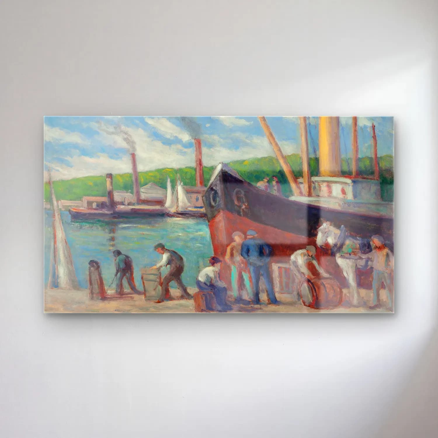 Maximilien Luce – Honfleur, remorqueur à quai cam tablo — Maximilien Luce – Honfleur, remorqueur à quai — empresyonist liman ve tekneler