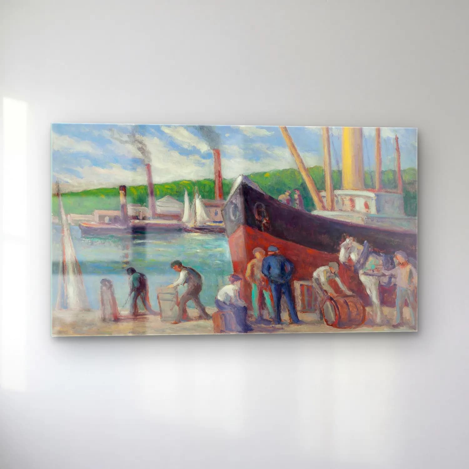 Maximilien Luce – Honfleur, remorqueur à quai cam tablo — sol açıdan görünüm