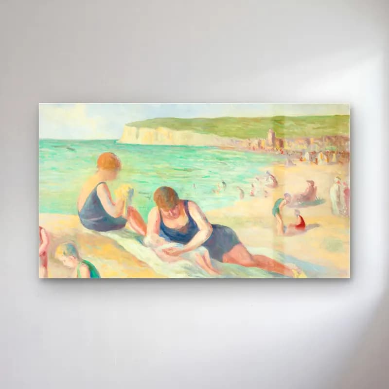 Maximilien Luce – La Plage De Mers-Les-Bains cam tablo — Maximilien Luce – La Plage De Mers-Les-Bains — empresyonist sahilde i̇nsanlar