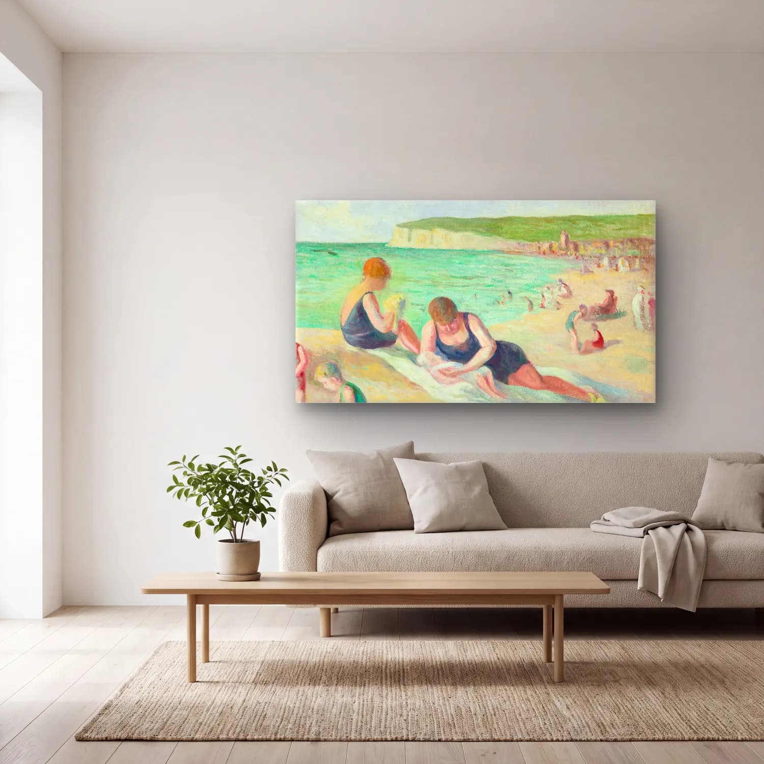 Maximilien Luce – La Plage De Mers-Les-Bains cam tablo — açık renk salonda