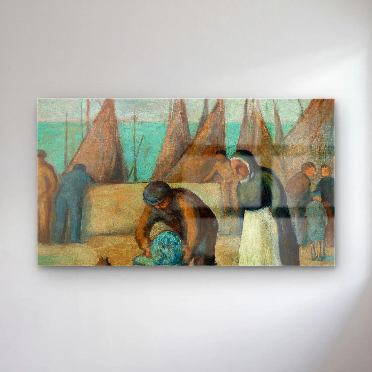 Maximilien Luce – La Rentrée des Pécheurs cam tablo — Maximilien Luce – La Rentrée des Pécheurs — empresyonist sahilde i̇nsanlar