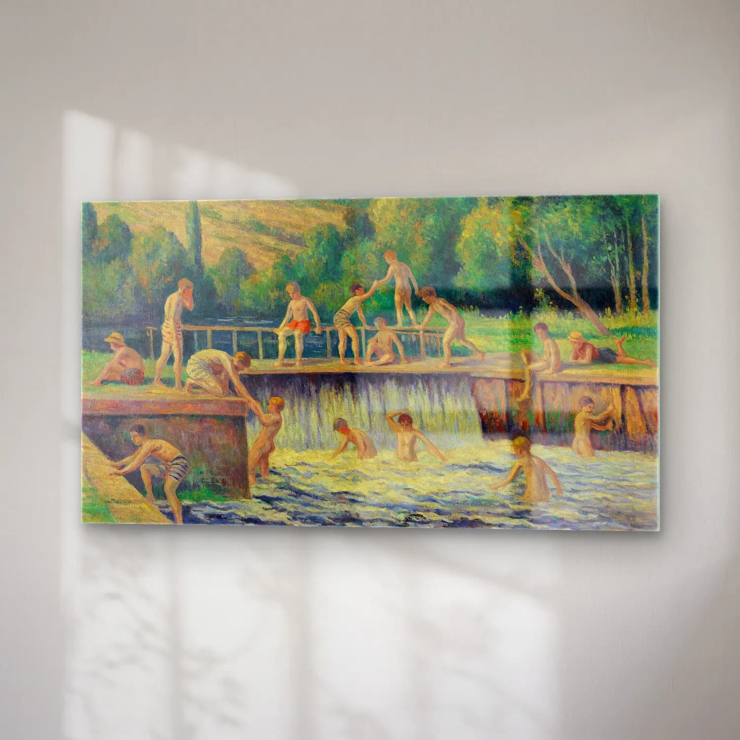 Maximilien Luce – La baignade à Bessy-sur-Cure (circa 1908) cam tablo — sağ açıdan görünüm